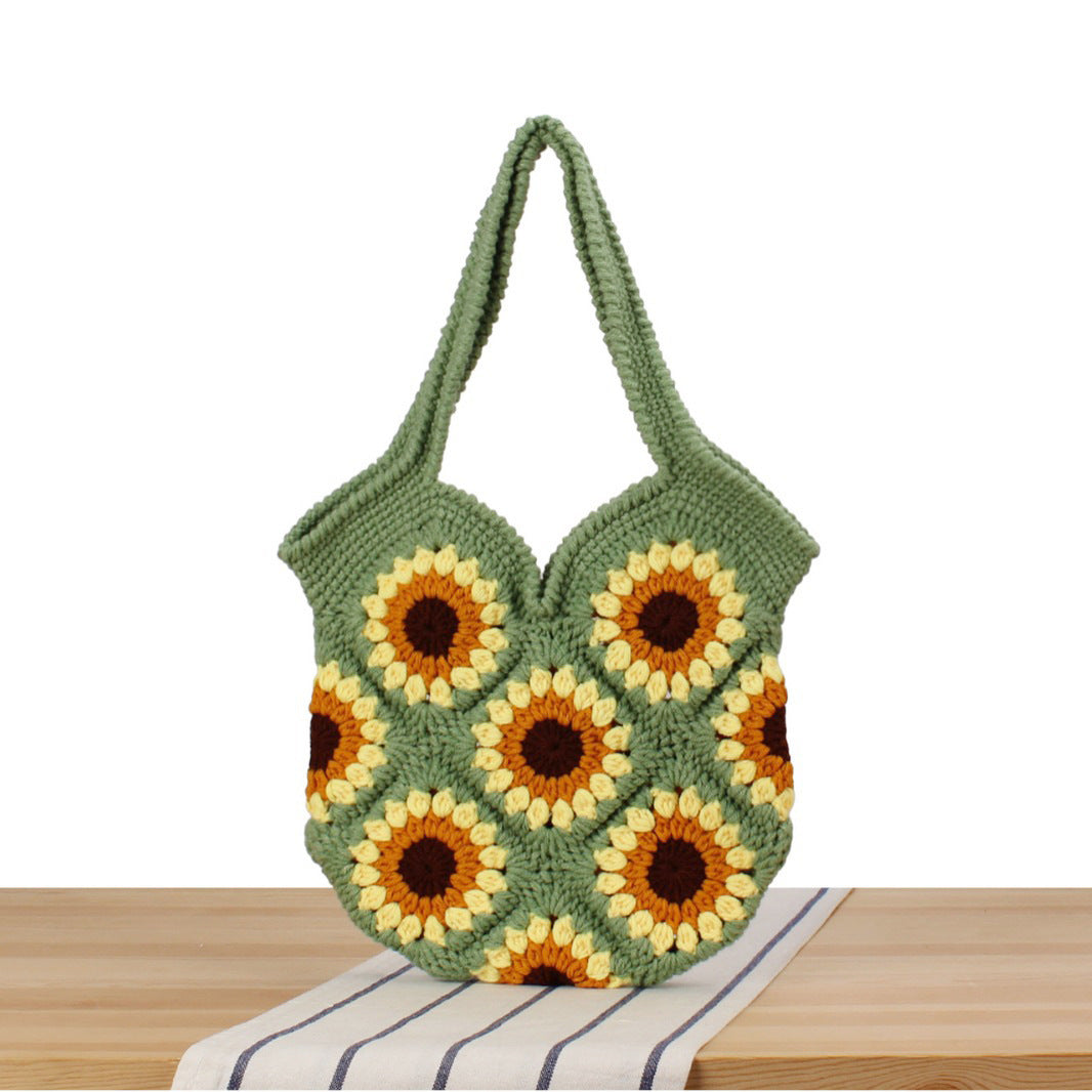Creative crochet handbag with unique sunflower pattern Bowlift