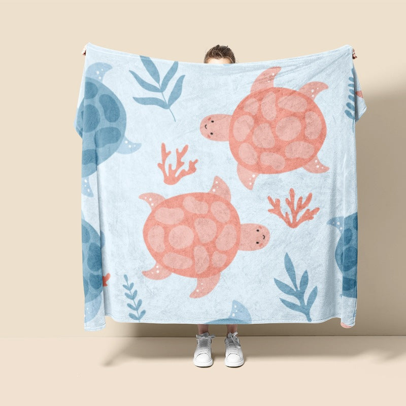 Plush Turtle-Themed Throw Blanket