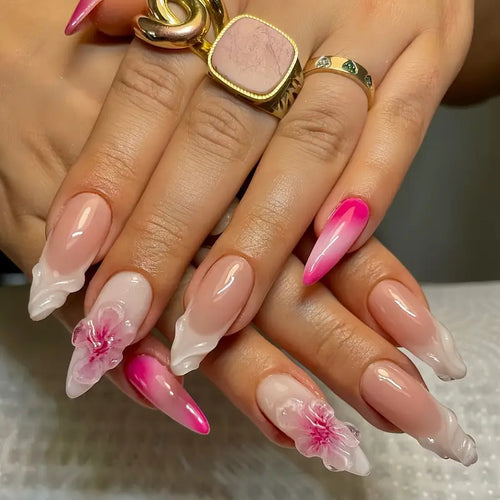Detailed Floral Press-On Nail Art Bowlift