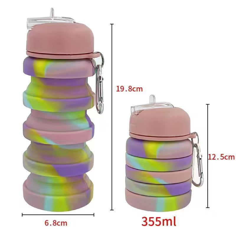 Women's foldable silicone drinking bottle with carabiner Bowlift