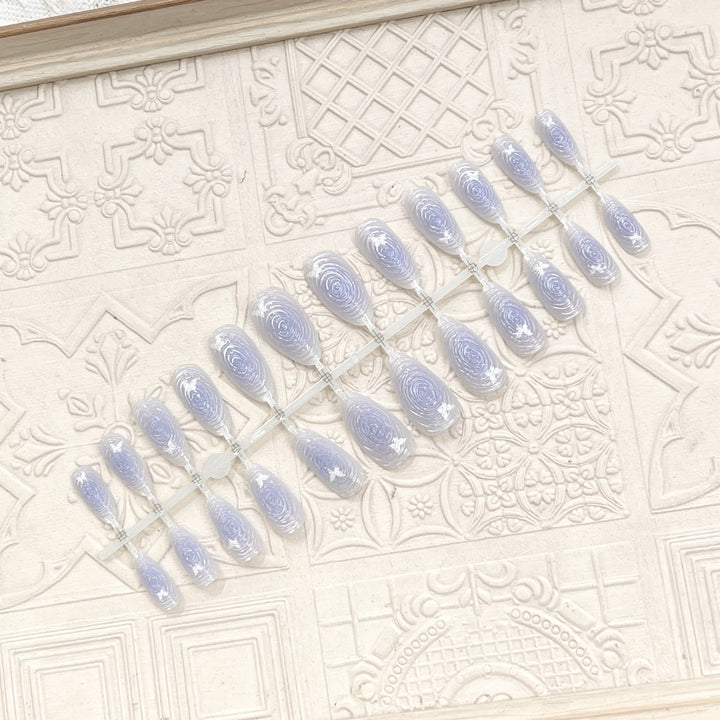 Artistic Floral-Accent Press-On Nail Set Bowlift