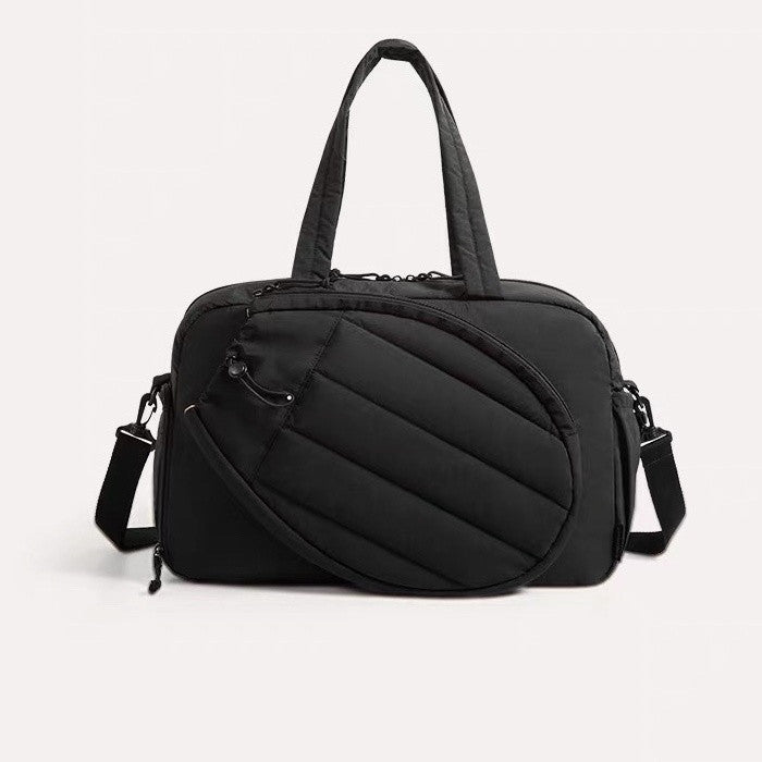 Padded Quilted Tennis Racket Duffel with External Racquet Sleeve Bowlift
