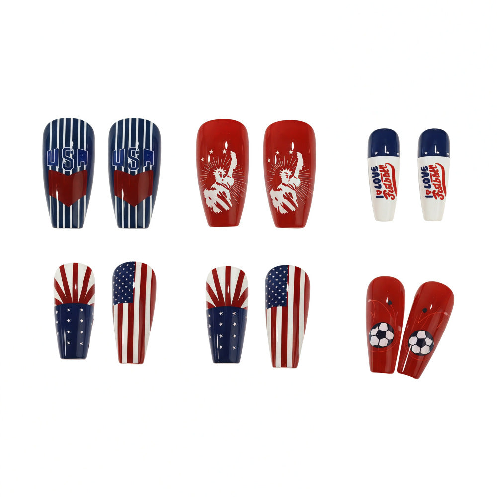 Artificial nails with patriotic design Bowlift