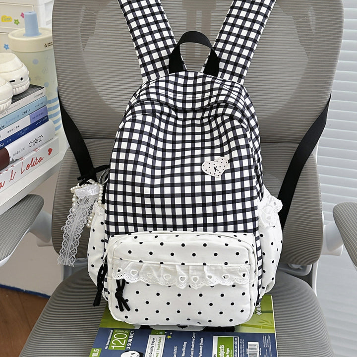 Playful Gingham Pattern Backpack