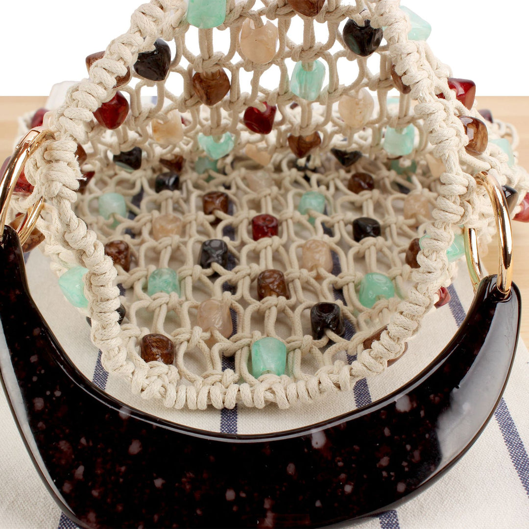 Fashionable handbag in creative net design with colorful accents Bowlift