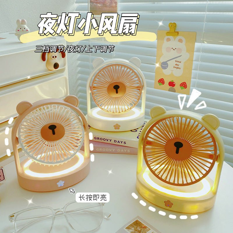 Unisex Portable Hand Fan in Creative Bear Design Bowlift