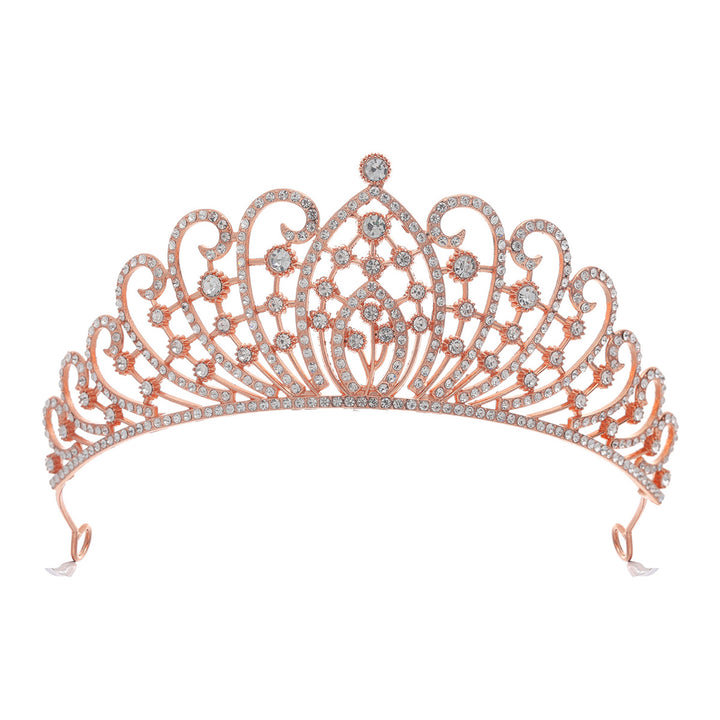 Ladies Elegant Rhinestone Tiara with Floral Details Bowlift