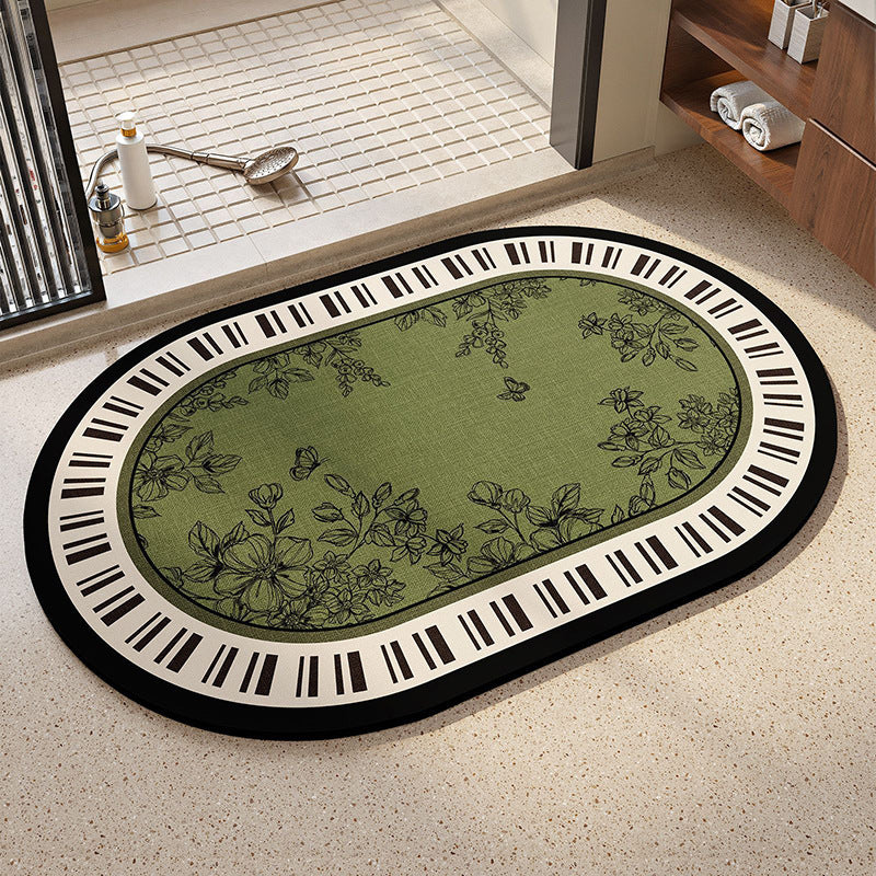 Floral Piano-Themed Bath Mat