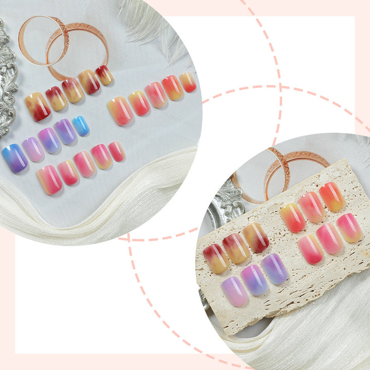 Artistic Marble-Effect Press-On Nail Set Bowlift