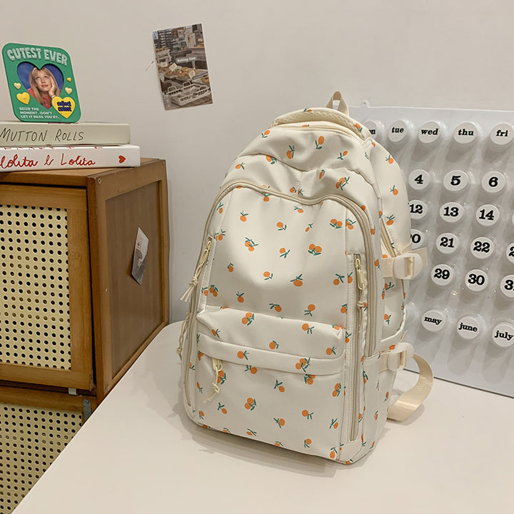 Floral Embellished Multi-Pocket School Backpack