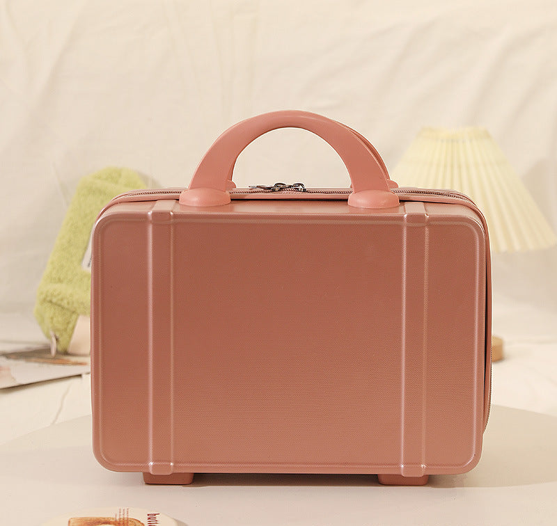 hard-shell travel cosmetic case with double-zip closure top handle and protective feet Bowlift