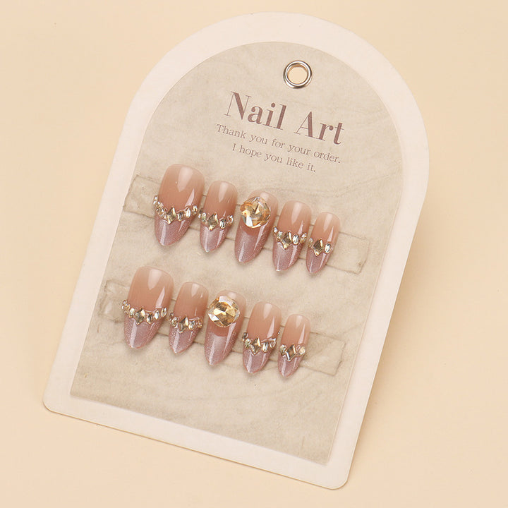 Glamorous Press-On Nail Set with Decorative Gemstone Accents Bowlift