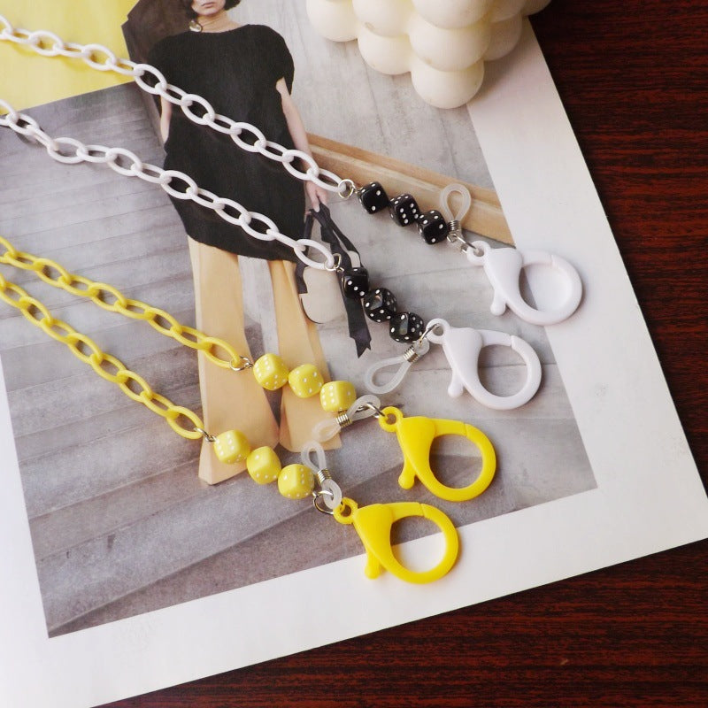 Fashionable glasses holder chain made of plastic with colorful beads Bowlift