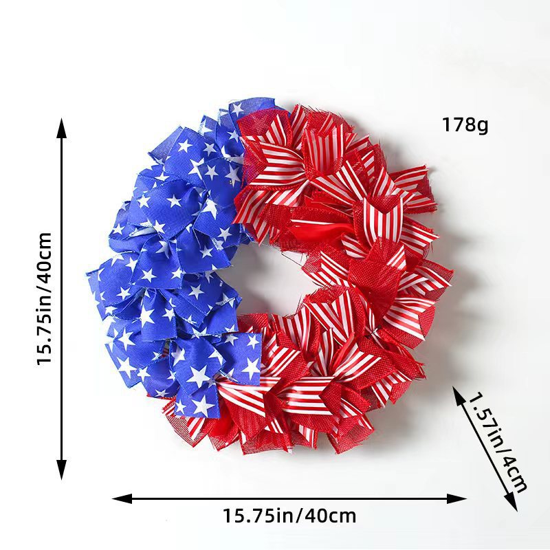 Unisex nan patriotic pom pom front door wreath with star embellishments Bowlift