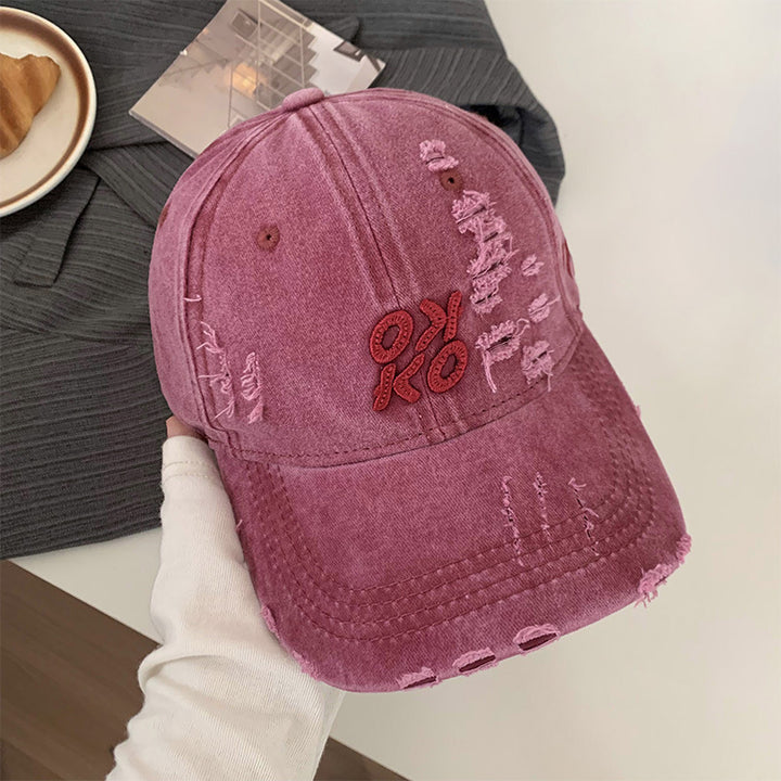 Women's Distressed Graphic Embroidered Baseball Cap Bowlift