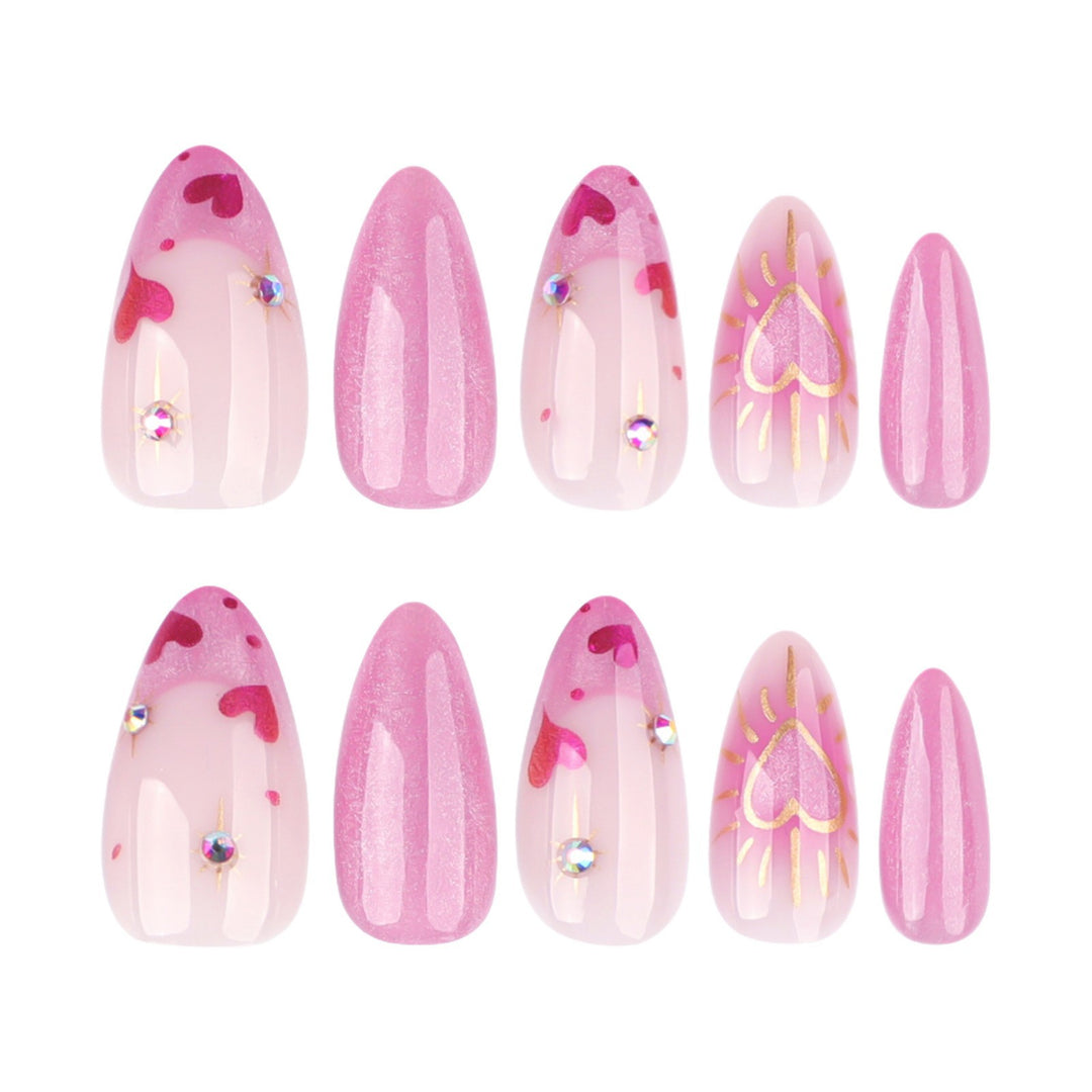 Artful Nail Art with Heart Design and Glitter Bowlift