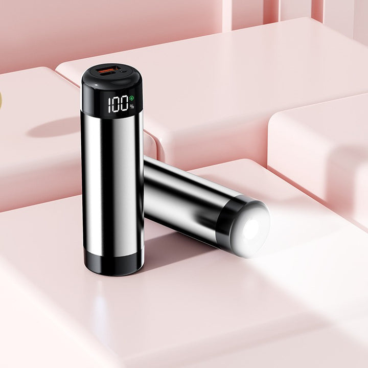 Power bank with digital charging display and integrated flashlight Bowlift