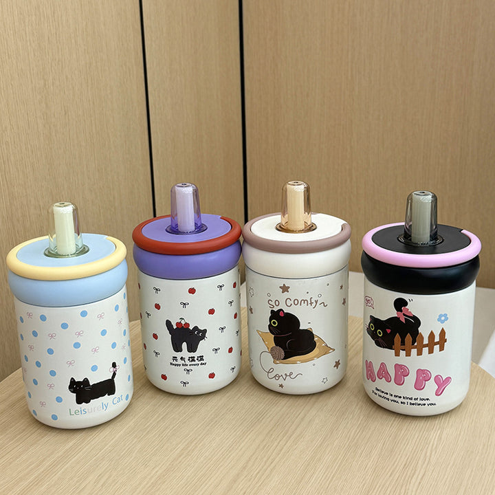 Women's water bottle with innovative silicone cap and playful design Bowlift