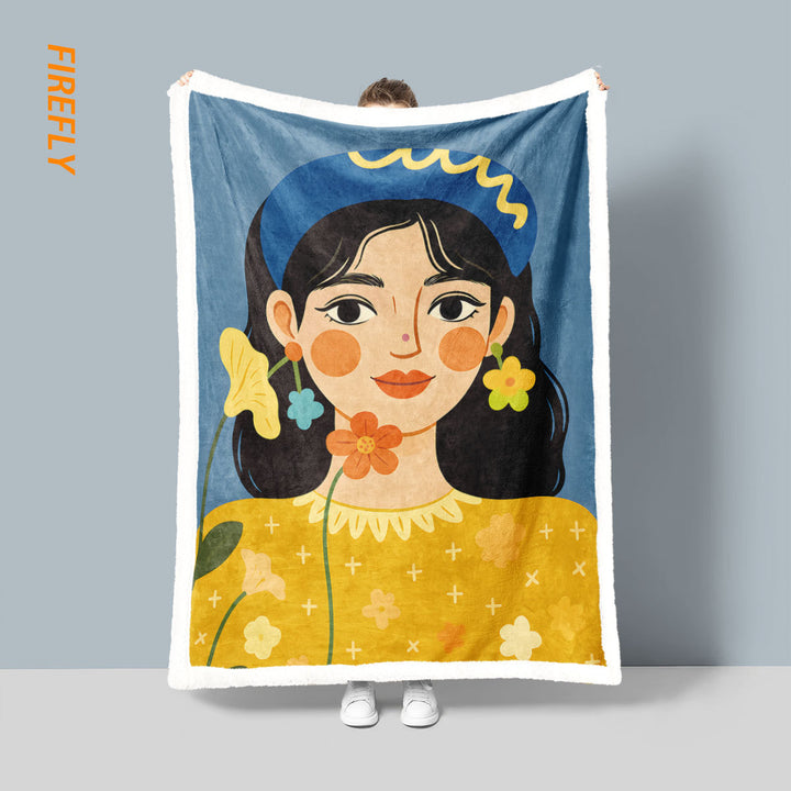 Artistic Floral-Printed Throw Blanket