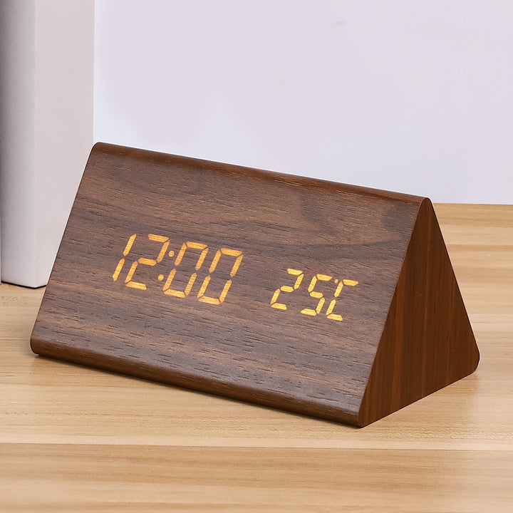 Modern Wooden LED Digital Alarm Clock with Temperature Humidity Display and Touch Controls Bowlift