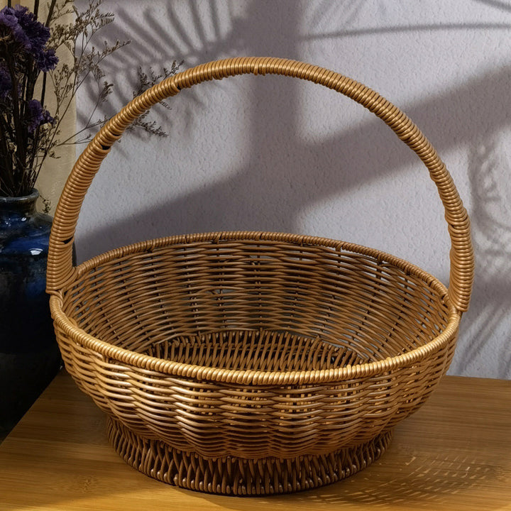 Ladies handcrafted rattan basket with handle Bowlift