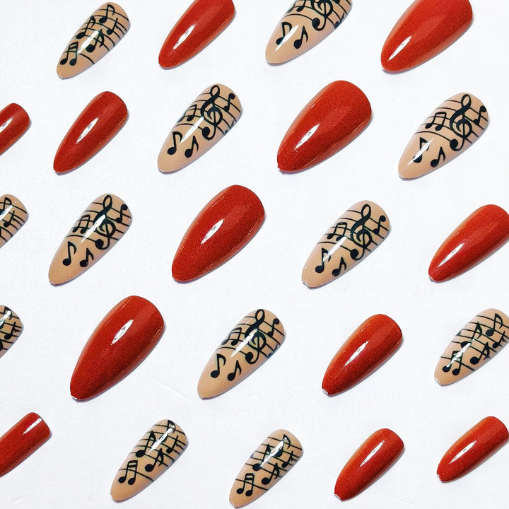 Artificial nails with Creative Note Design Bowlift