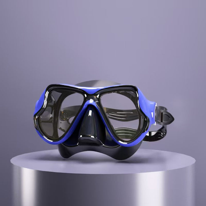 Diving mask with ergonomic design and a flexible snorkel Bowlift