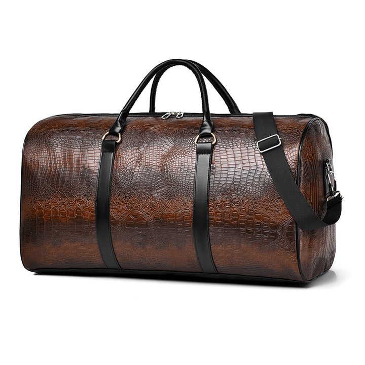 Luxurious Travel Bag Made of High-Quality Faux Leather with Elegant Crocodile Pattern Bowlift
