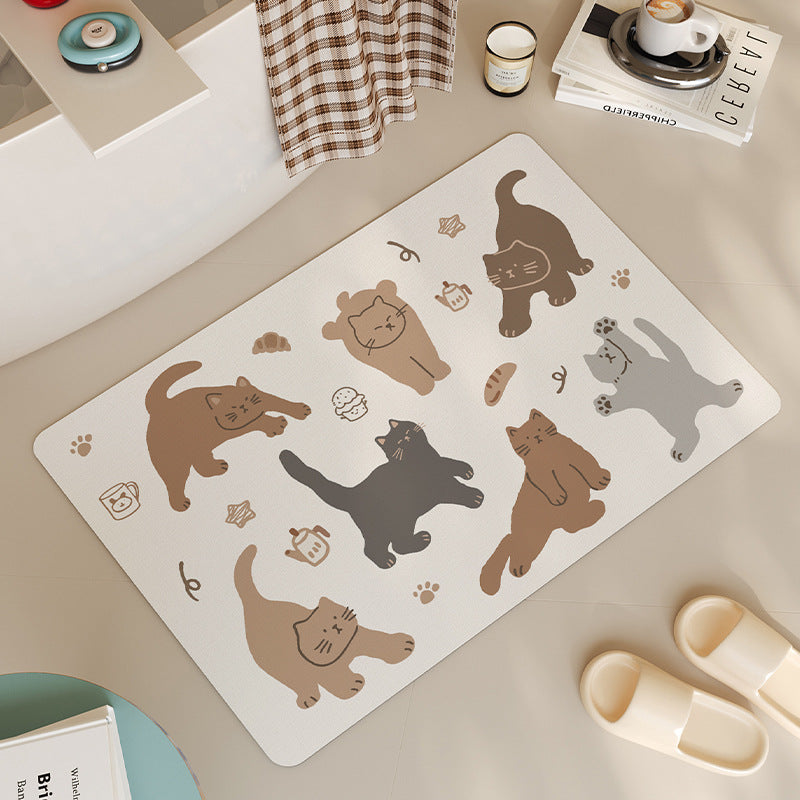 Cute Cat-Themed Bath Mat