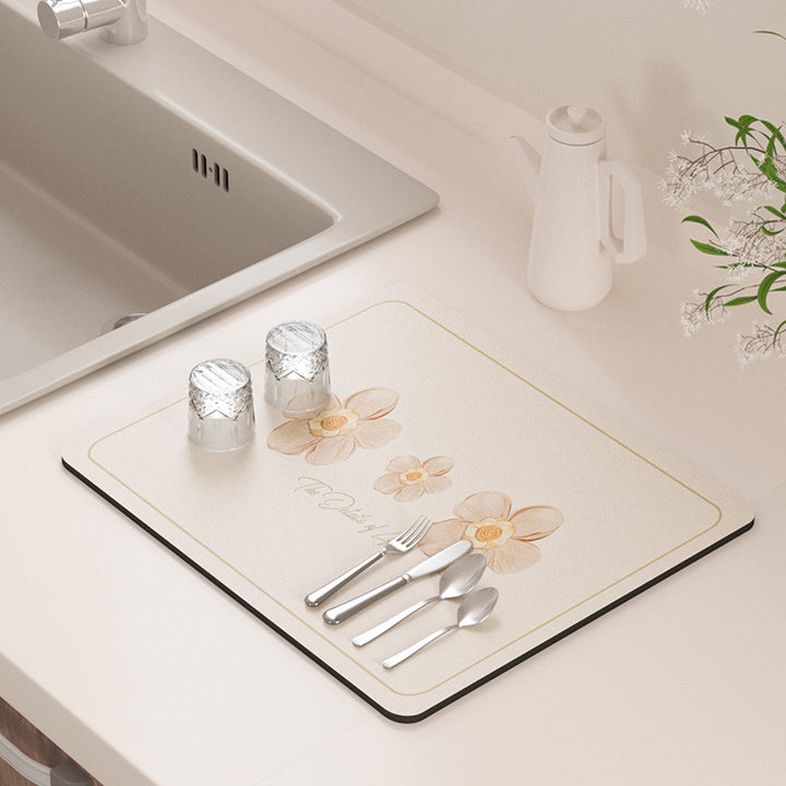 Floral Design Kitchen Drying Mat