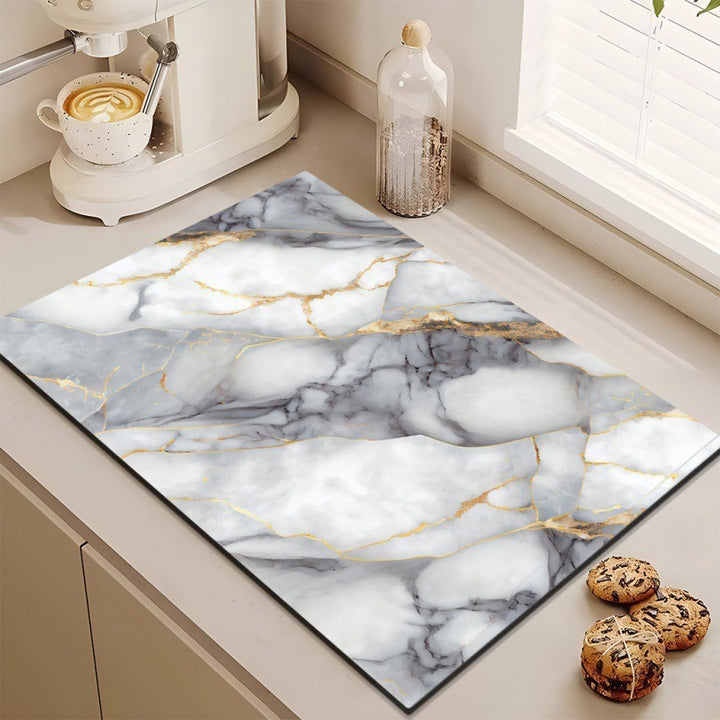Stylish Marble-Effect Kitchen Mat Bowlift