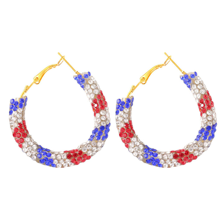 Ladies enamel earrings horseshoe with star stripe motif Bowlift