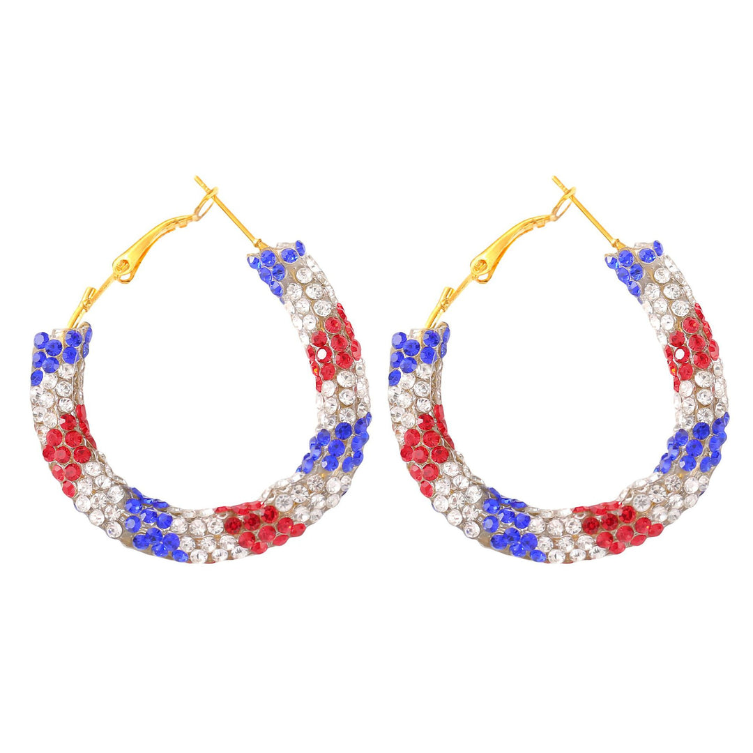 Women nan enamel horseshoe earrings with star motif and fishhook closure Bowlift