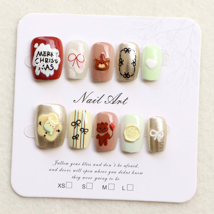 Festive Themed Press-On Nail Art Set Bowlift