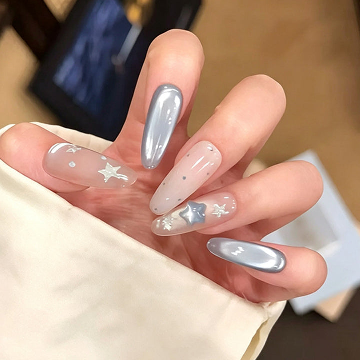 Acrylic nail set with sparkling star designs Bowlift