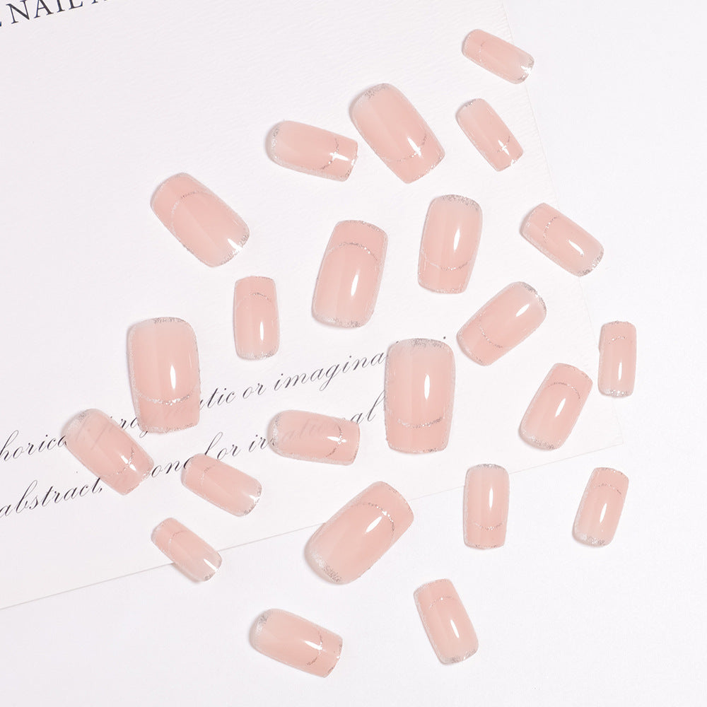 Glittering French Tip Press-On Nails Bowlift