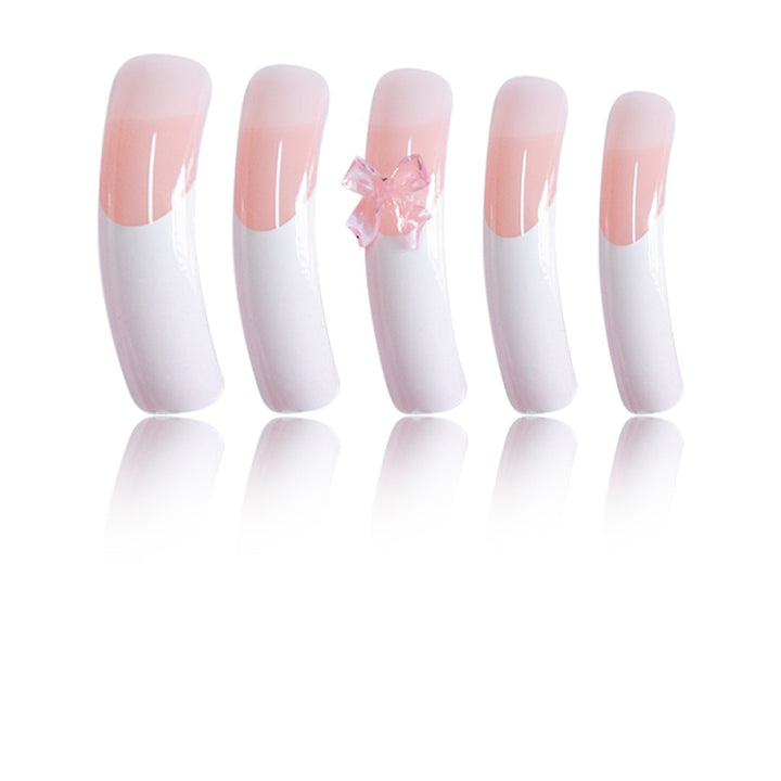 Stylish Acrylic Press-On Nail Extensions with Decorative Bow Bowlift