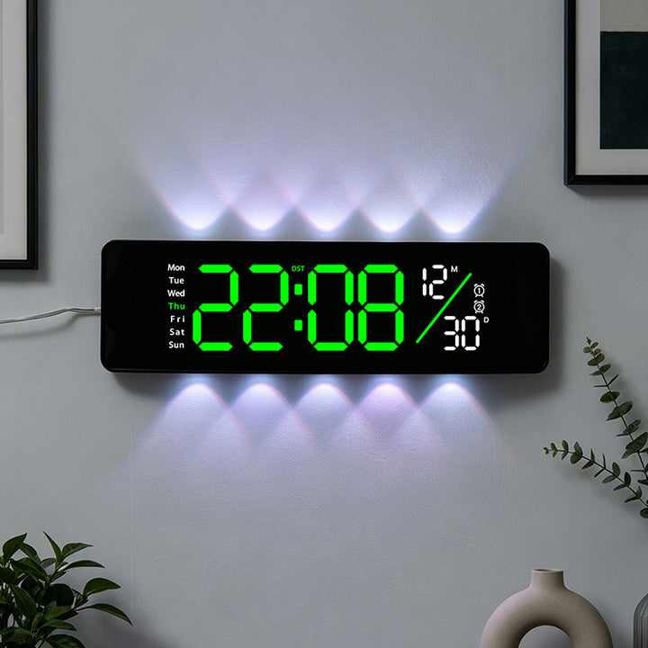 Digital display alarm clock with weekday display and temperature Bowlift