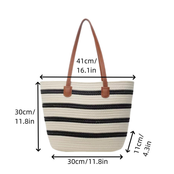 Fashion shopping bag with textured wicker design and leather handles Bowlift
