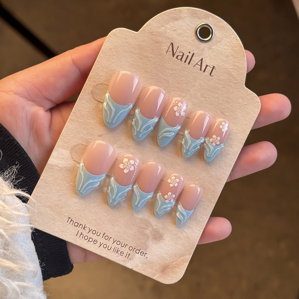 Elegant Floral-Themed Press-On Nail Art Set Bowlift