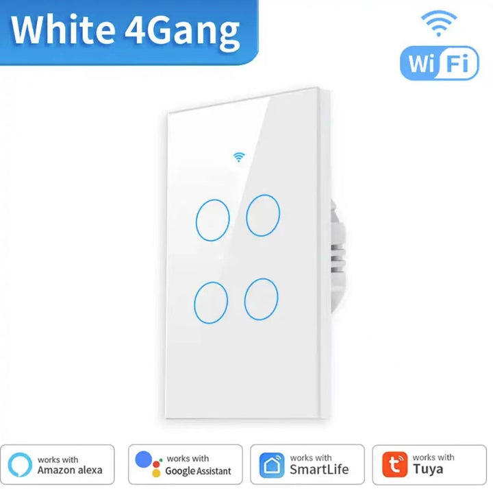 WiFi Touch Wall Switch Single Gang Crystal Glass Panel Smart Light Control Bowlift