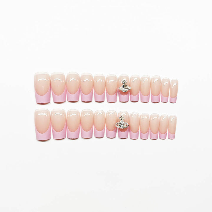 Acrylic nail set with luxurious floral and rhinestone decorations Bowlift