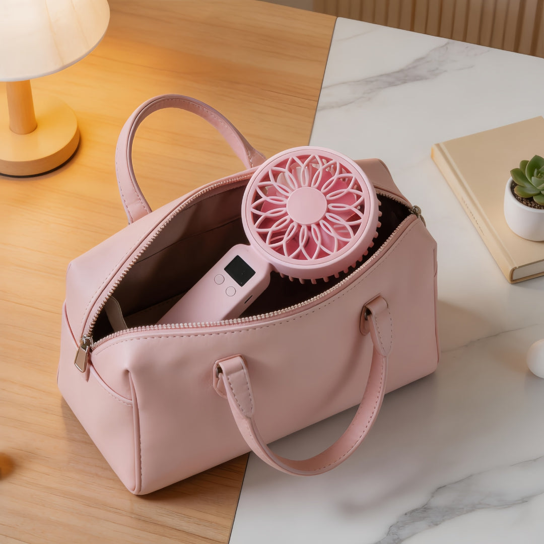 Women Portable Mini Fan with Digital Control Bowlift