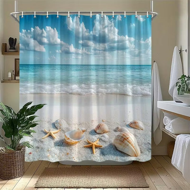 Coastal Scene Shower Curtain Bowlift