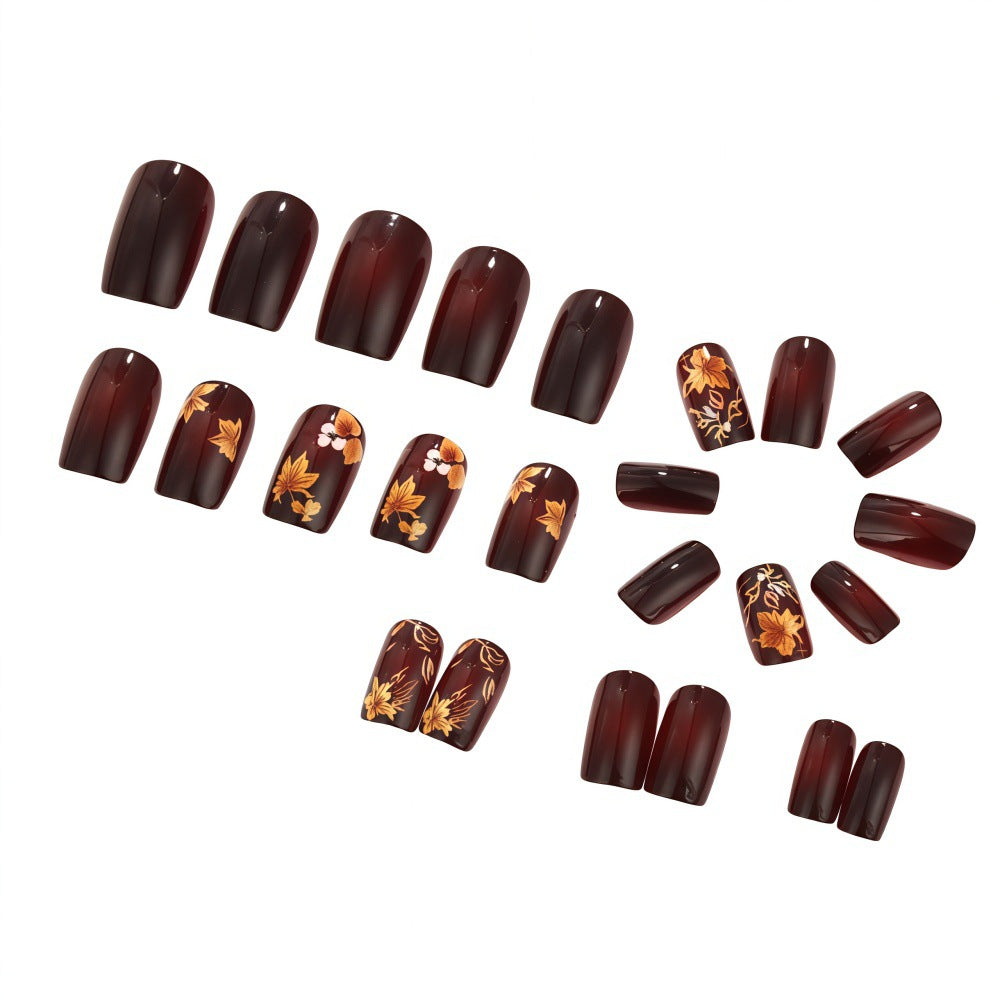 Artificial nails with floral autumn design Bowlift