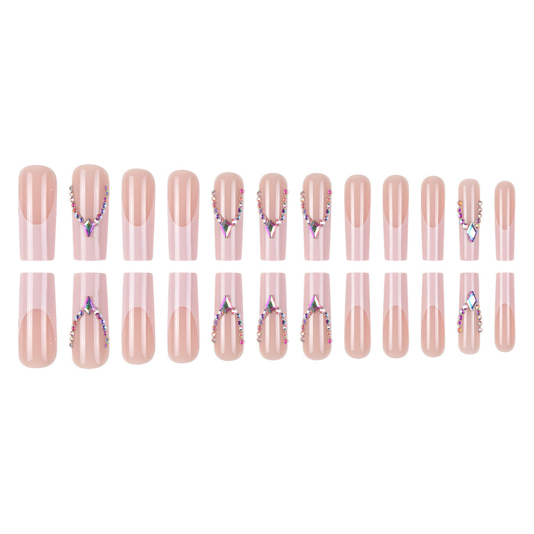Rhinestone-Embellished Long Stiletto Press-On Nails Bowlift