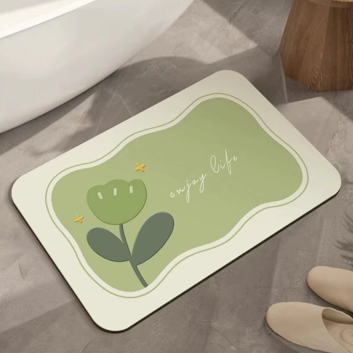 Artistic Floral Bath Mat Bowlift
