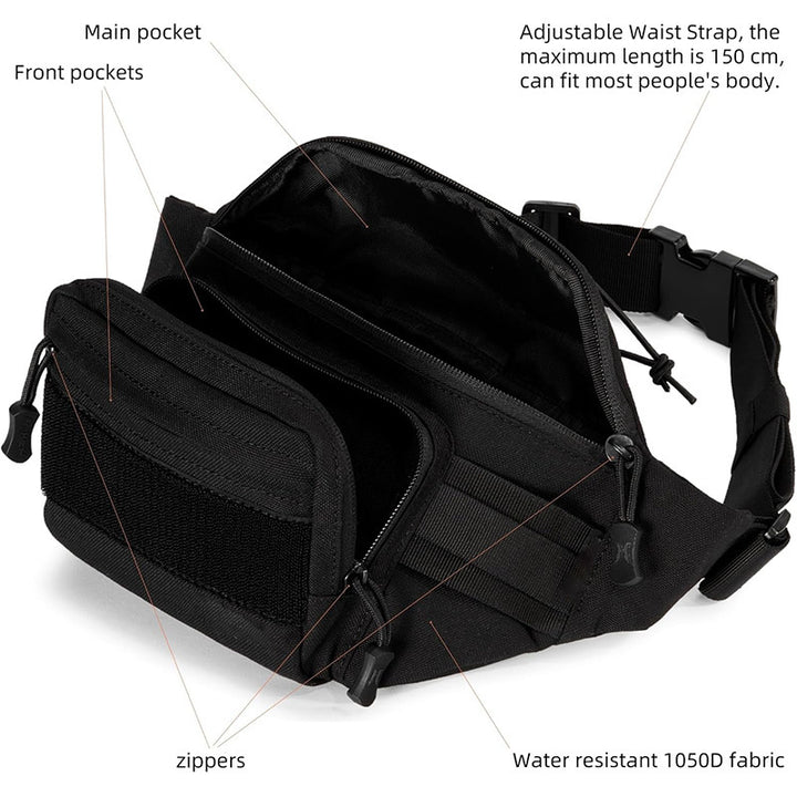 Tactical Waist Bag with Multiple Compartments and Sturdy Attachments Bowlift