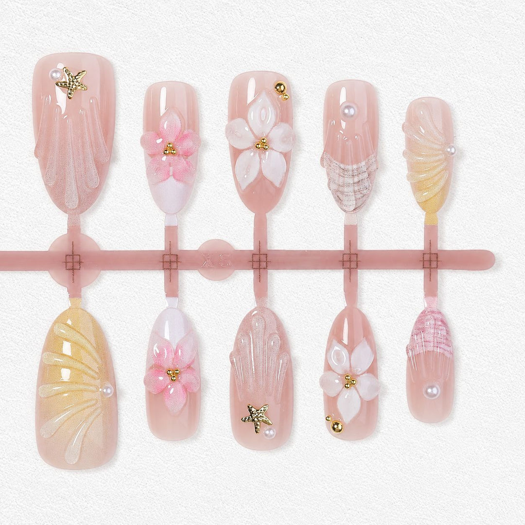 Premium Artifical Nails with Floral Designs Bowlift