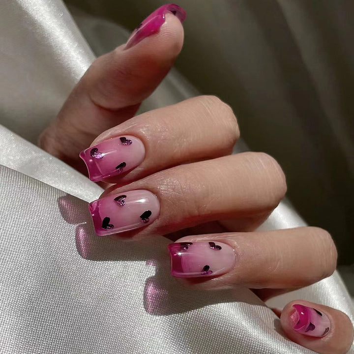Heart-Embellished Ombre Press-On Nails Bowlift